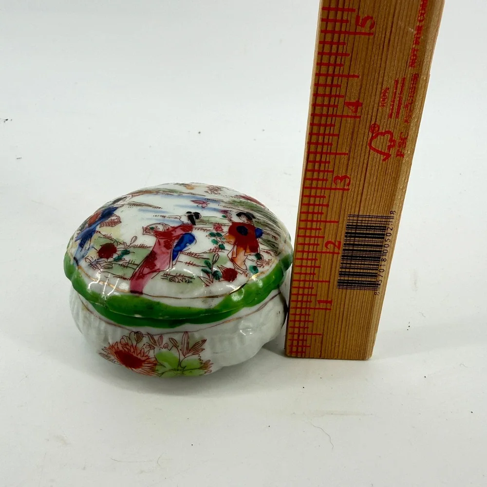Japanese Trinket Box Japan ceramics‎ Geisha Girl trinket Cosmetics Handpainted
